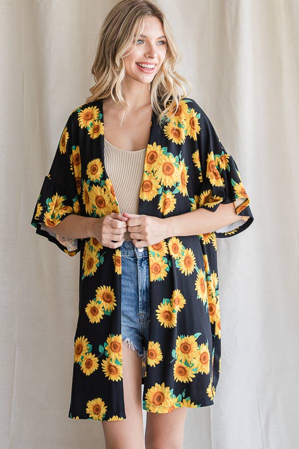 Off White Sunflower Casual Open Front Cardigan T4237 for wholesale on Faire17