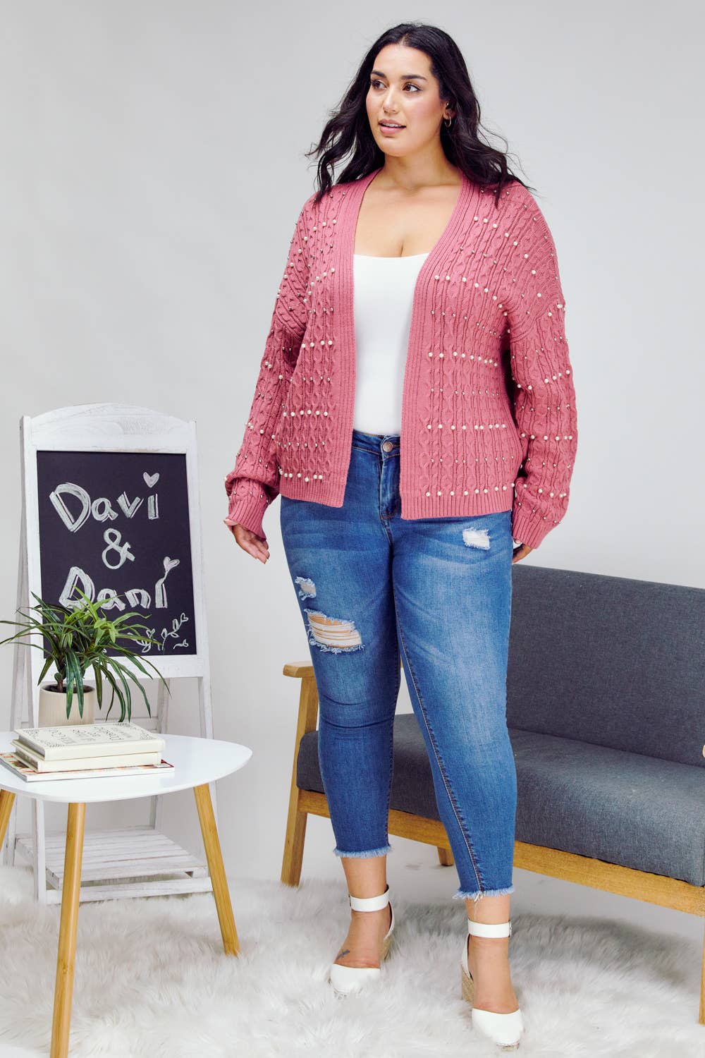 Davi & Dani - Wholesale Cardigan - Women's - PLUS PRINTED LONG SLEEVE CARDIGAN18