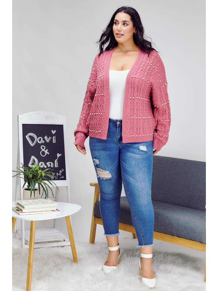 Davi & Dani - Wholesale Cardigan - Women's - PLUS PRINTED LONG SLEEVE CARDIGAN18