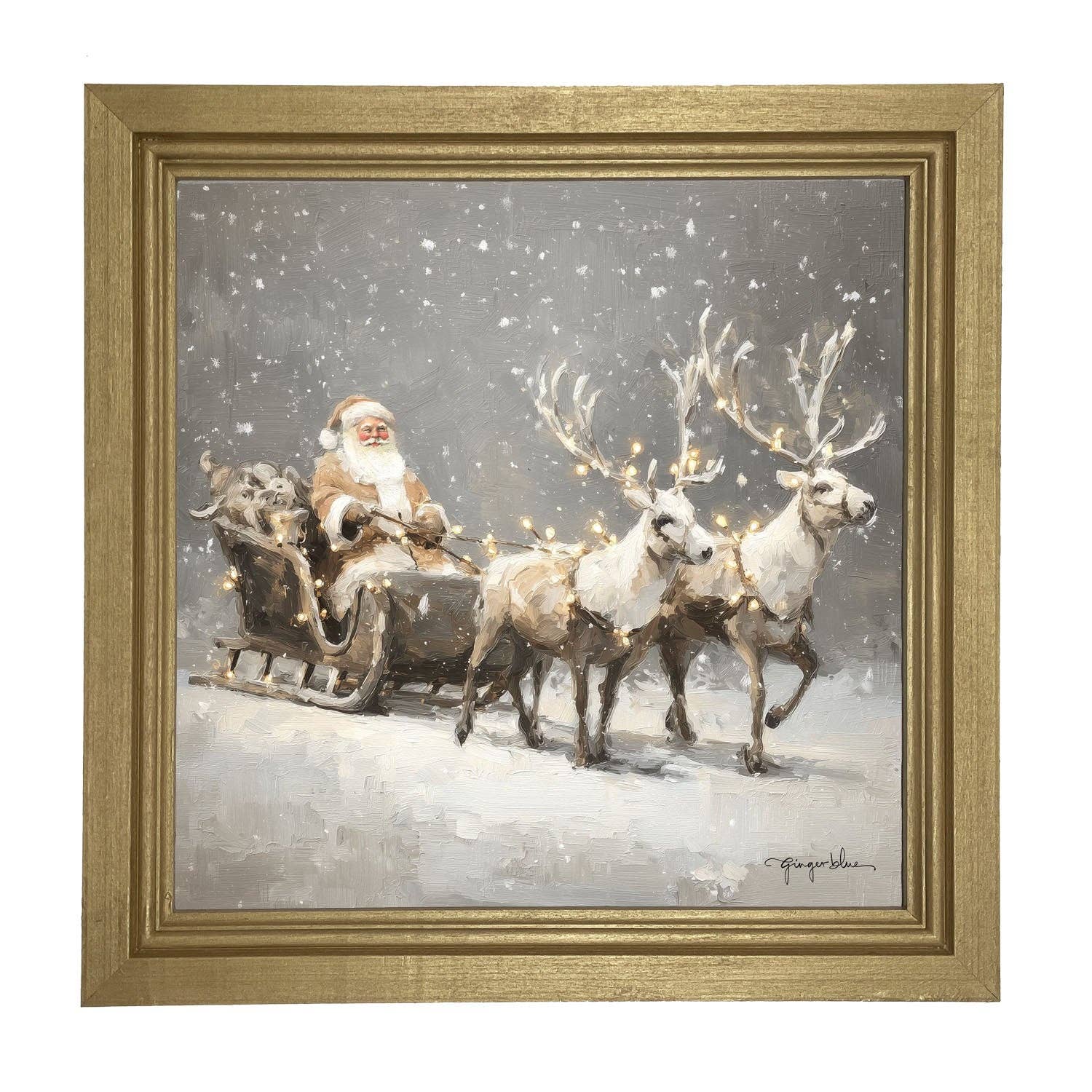 ginger blue - Wholesale Christmas Wall Art - Christmas Lights on Sleigh15