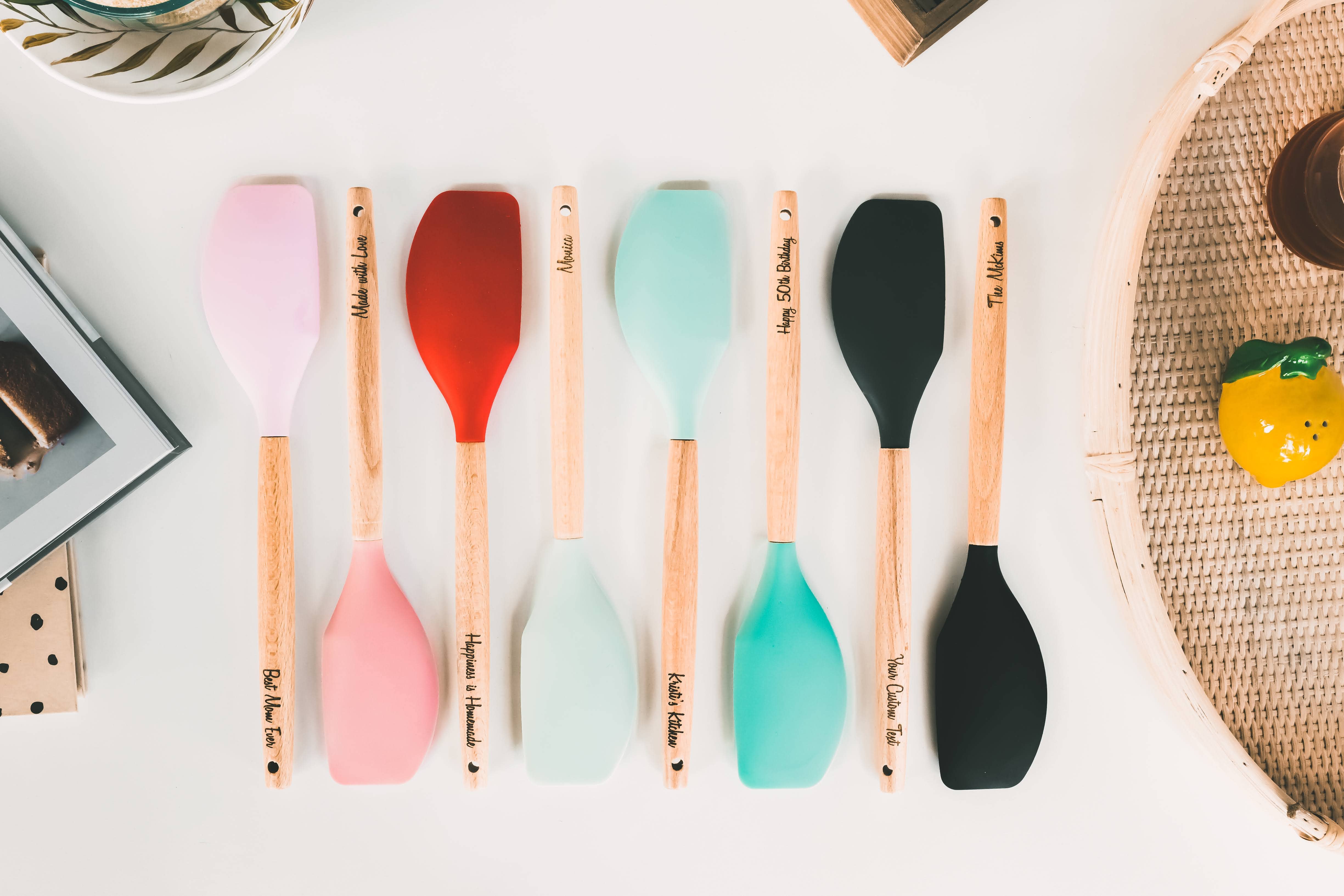 AFewSpareMoments - Wholesale Spatula/Turner - Spatulas, Engraved kitchen utensils, Wood, Silicone,8