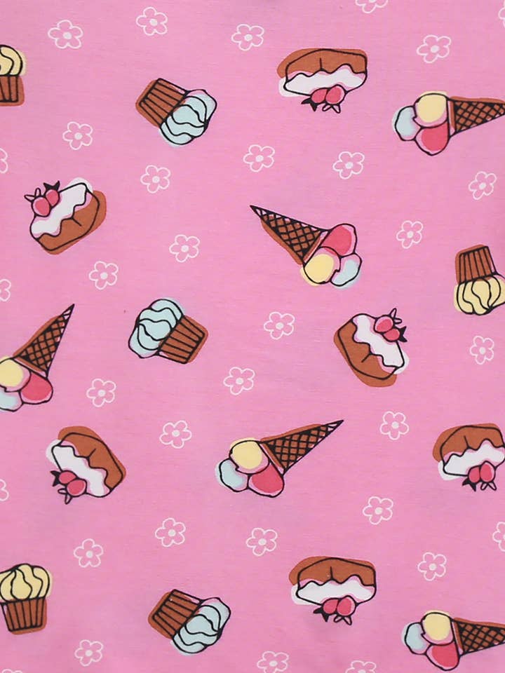 Pink Ice Cream Shirring Viscose Short Sleeve PJs-C for wholesale on Faire
