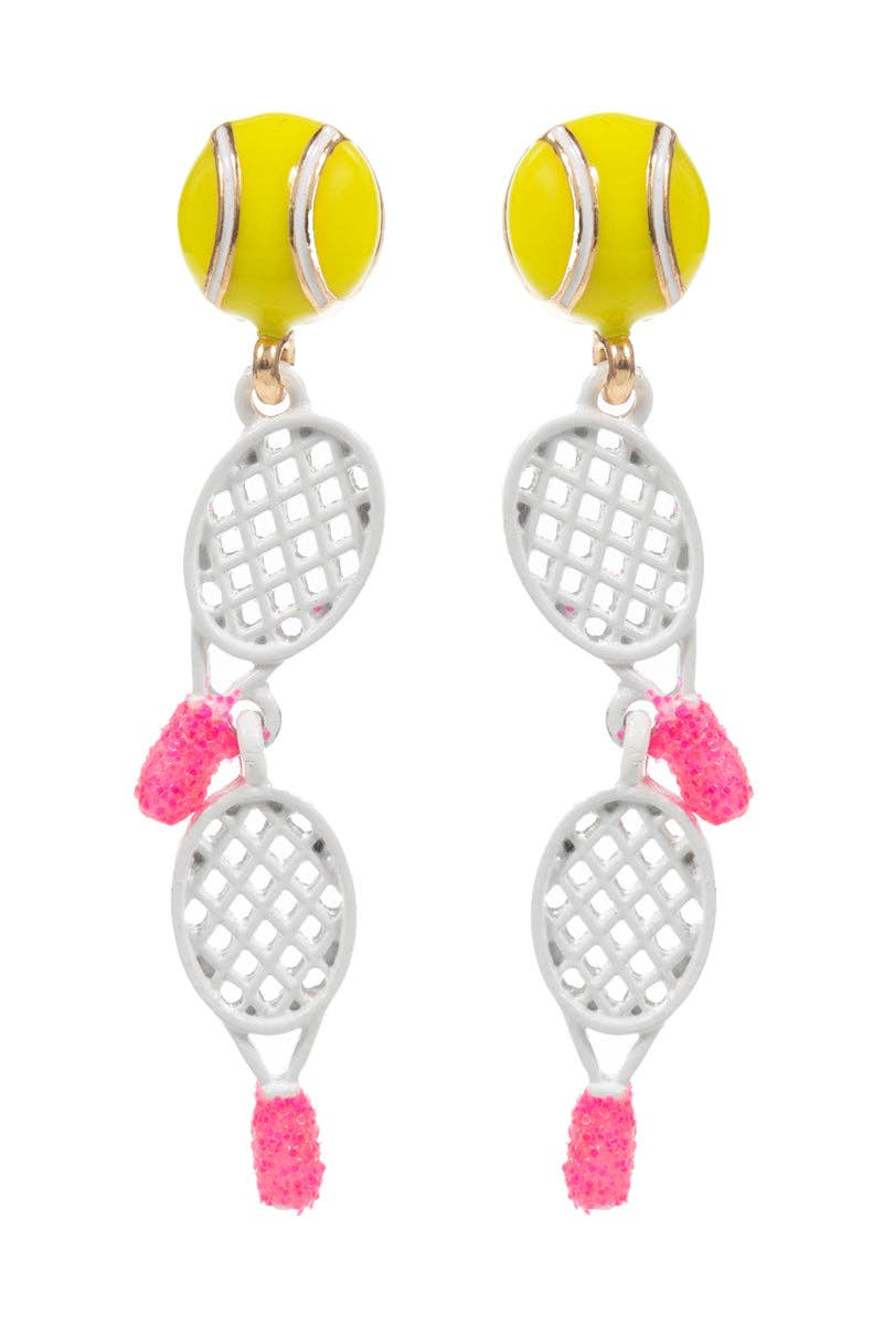 Designature New York - Wholesale Dangle Earrings - Gameday Tennis Racquet Coated Enamel Post Earrings2