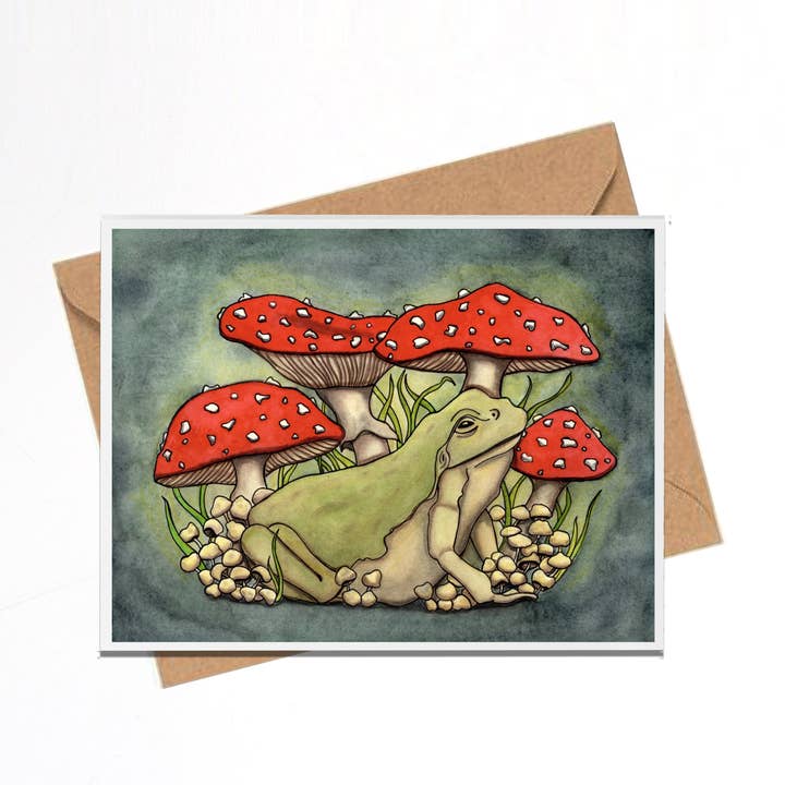 Cartão de nota artesanal “Toadstool” por atacado de PinkPolish Design