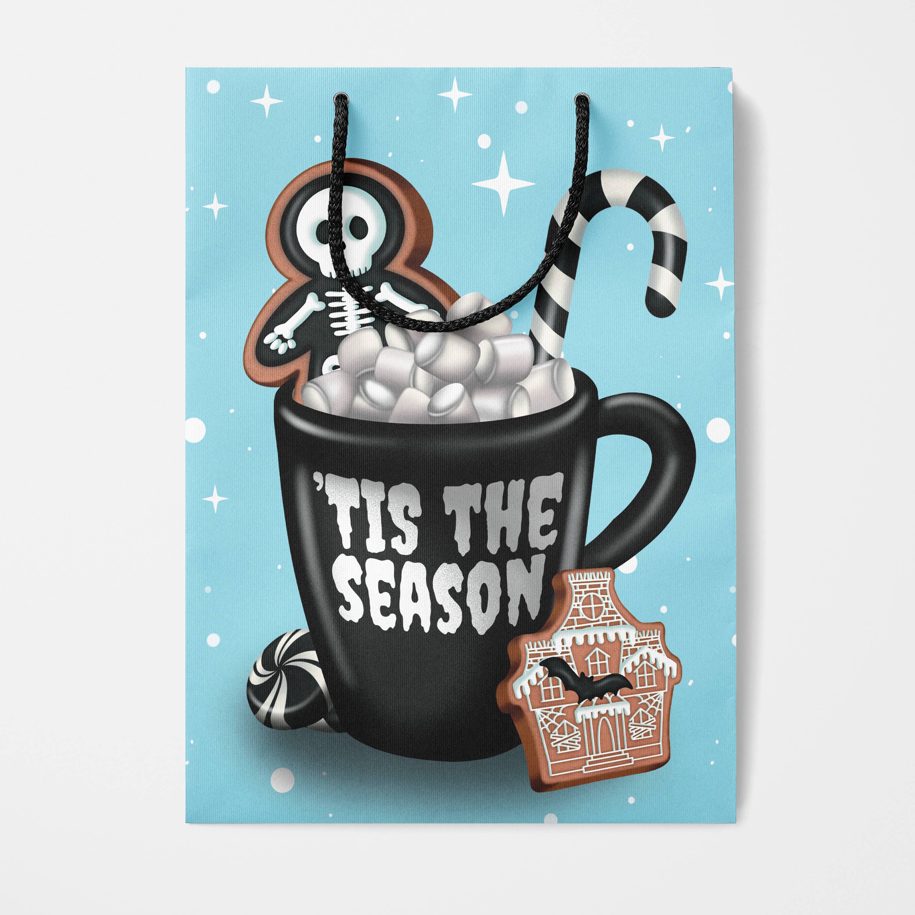 Rock'N Paper - Wholesale Gift Bag - Gingerbread Skeleton in Holiday Goth Mug Gift Bag2