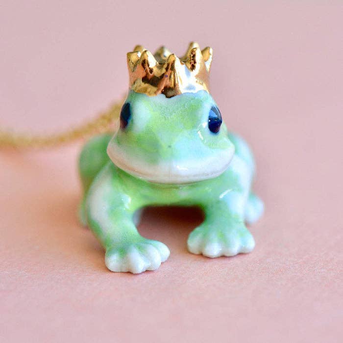 Camp Hollow Porcelain Animal Treasures - Wholesale Halskettinghanger - Frog Prince ketting1