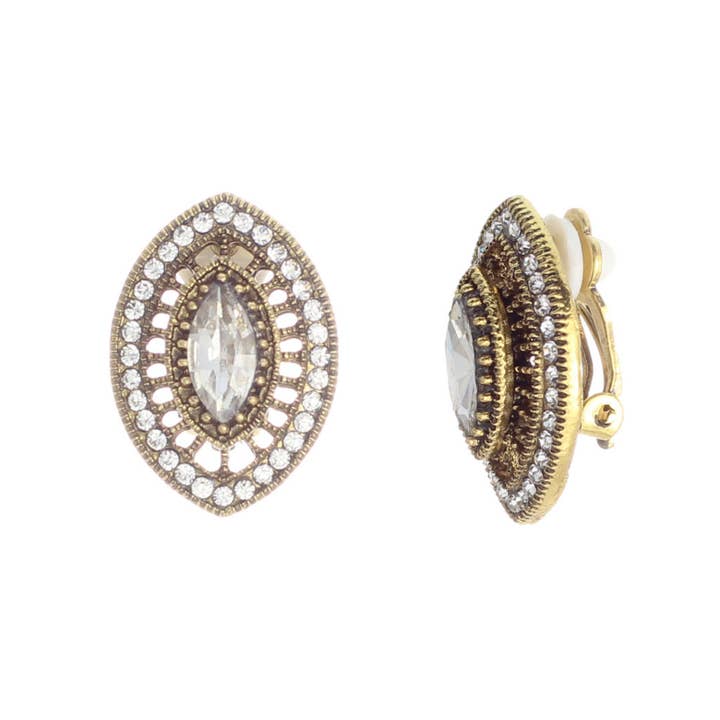 Ag Marquise Stone Clip Ear Cr for wholesale by Western Fashion