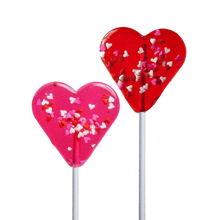 Mini Confetti Heart Lollipops - Red & Pink for wholesale by Melville Candy Company