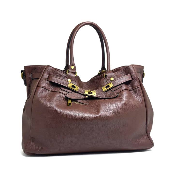 LEILA Choco Chiaro leather bag for wholesale by ZEEN