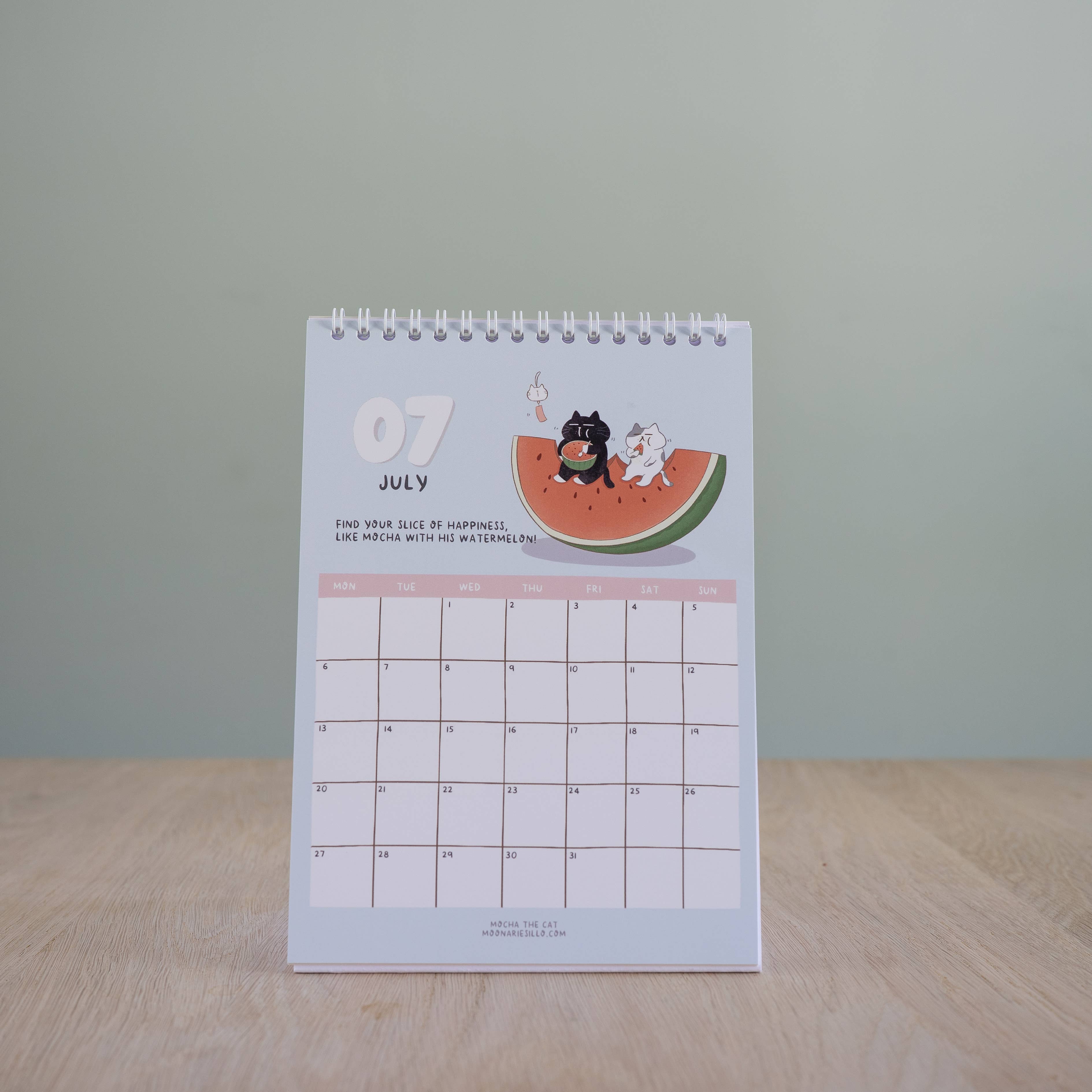 Moonaries illo - Wholesale Calendar - Cute Black Cat Desk Calendar 2026 - A5 portrait7