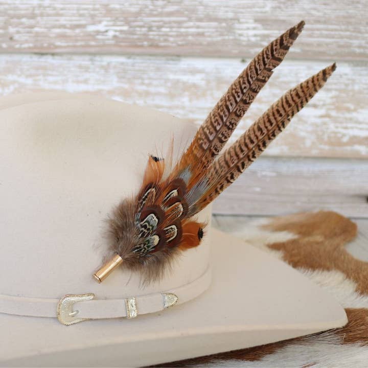 Willow Lane Hat Co. - Wholesale Hat Accessory - Women's - Western Feather Hat Pin Natural1
