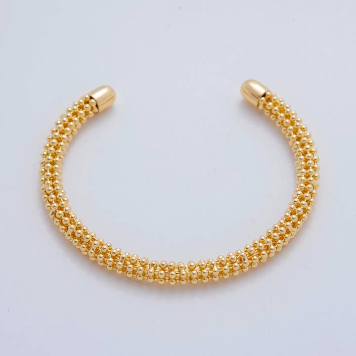 18K Gold Filled Beaded Bubble Band Cuff Bracelet | WA-3293 for wholesale by Aim Eternal