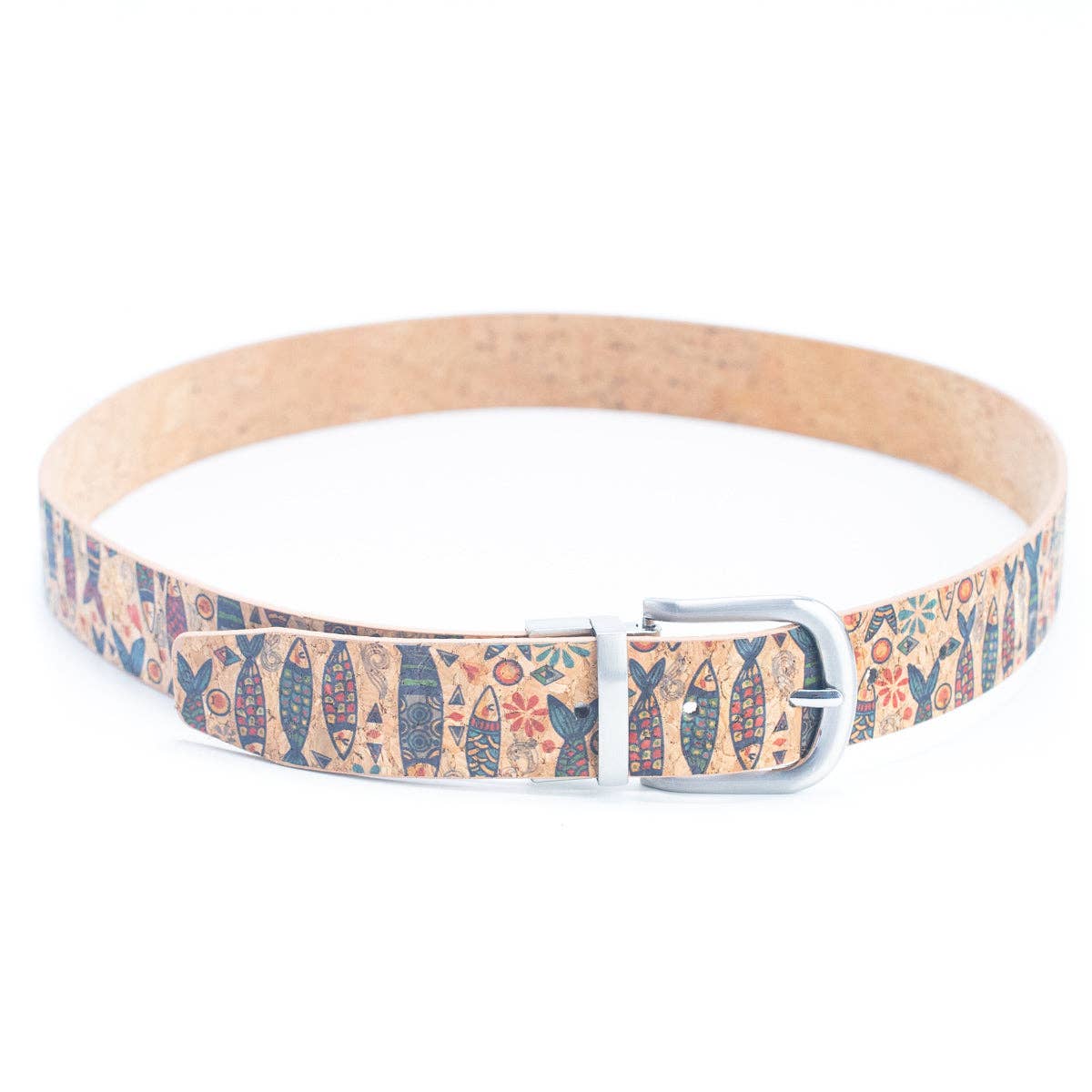 Meninas Bonitas Cork - Wholesale Riem - Dames - Damesriem van natuurlijk kurk met bloemprint en verstelbare gesp2