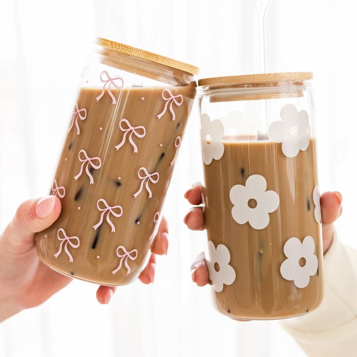 Rock Paper Scissors - Wholesale Drinking Glass/Cup - Flower Beer Latte Glass With Lid & Straw0