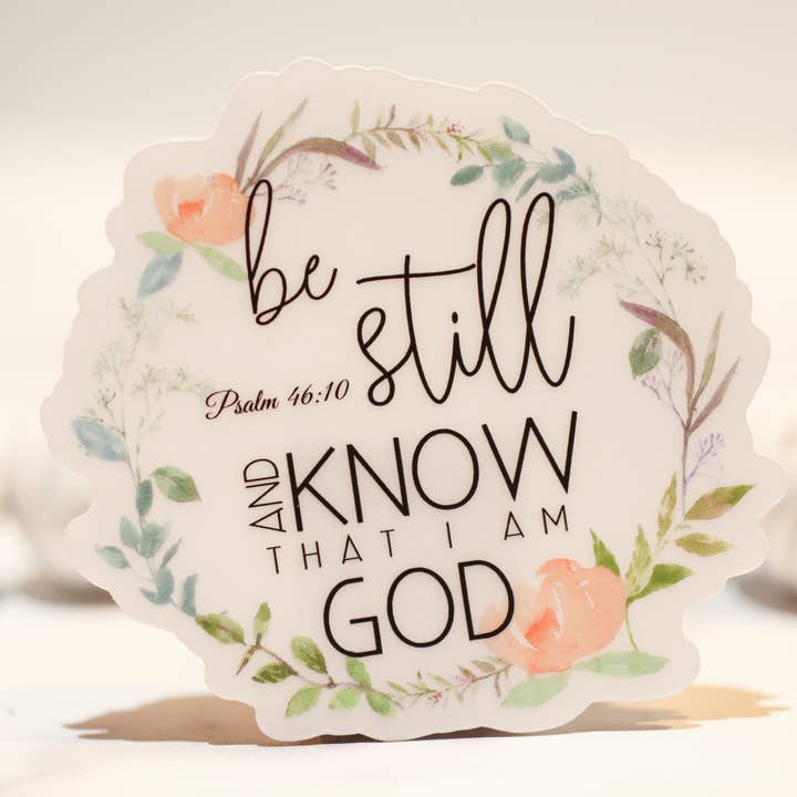 Savannah and James Co - Wholesale Sticker - Flourish Be Still Christian Clear, Vinyl Sticker, 3in.1