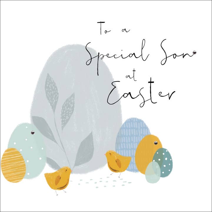 Aan een speciale zoon met Pasen, handgemaakte wenskaart voor wholesale door The Handcrafted Card Company