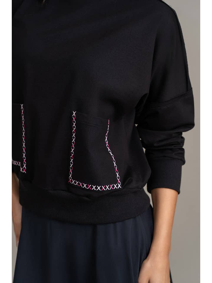 Ellwi Design - Wholesale Sweatshirt - Women's - X Embroidered Pocket Sweatshirt - Pink1