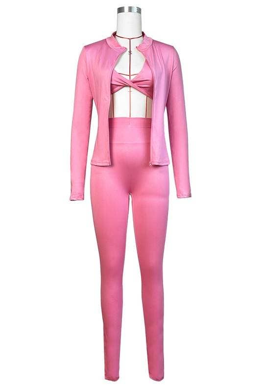 Queen Fashion - Wholesale Top & Pant Set (NOT Loungewear) - Women's - 3 Piece Women'S Outfit Set Halter Crop Top Pants Set6