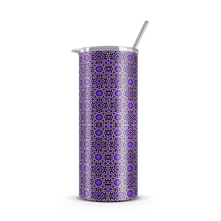 20oz Insulated Tumbler (Purple Ajrak) for wholesale by EMESLY
