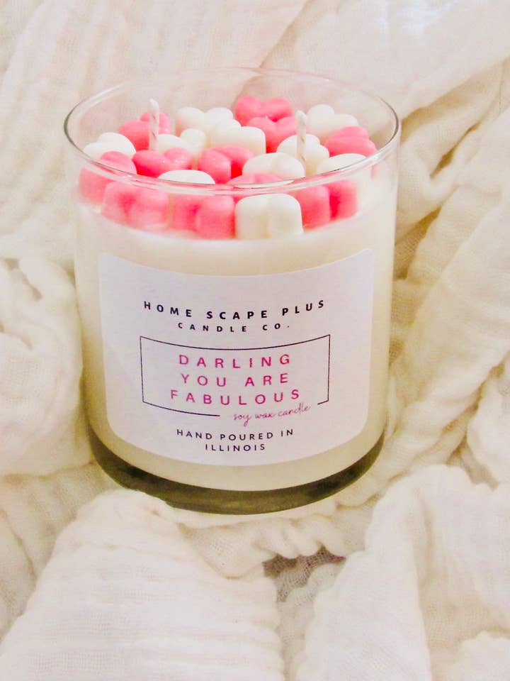 Vela de cera de soja con corazones, día de San Valentín, etiqueta personalizada para venta al por mayor de Home Scape Plus