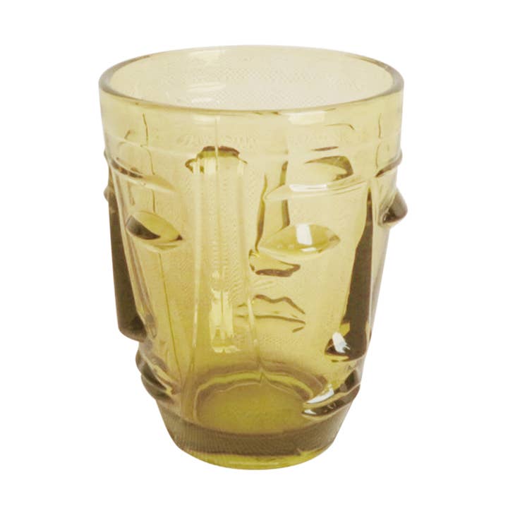 Verre gobelet Visage jaune D8 H10cm pour la vente par Opjet Paris