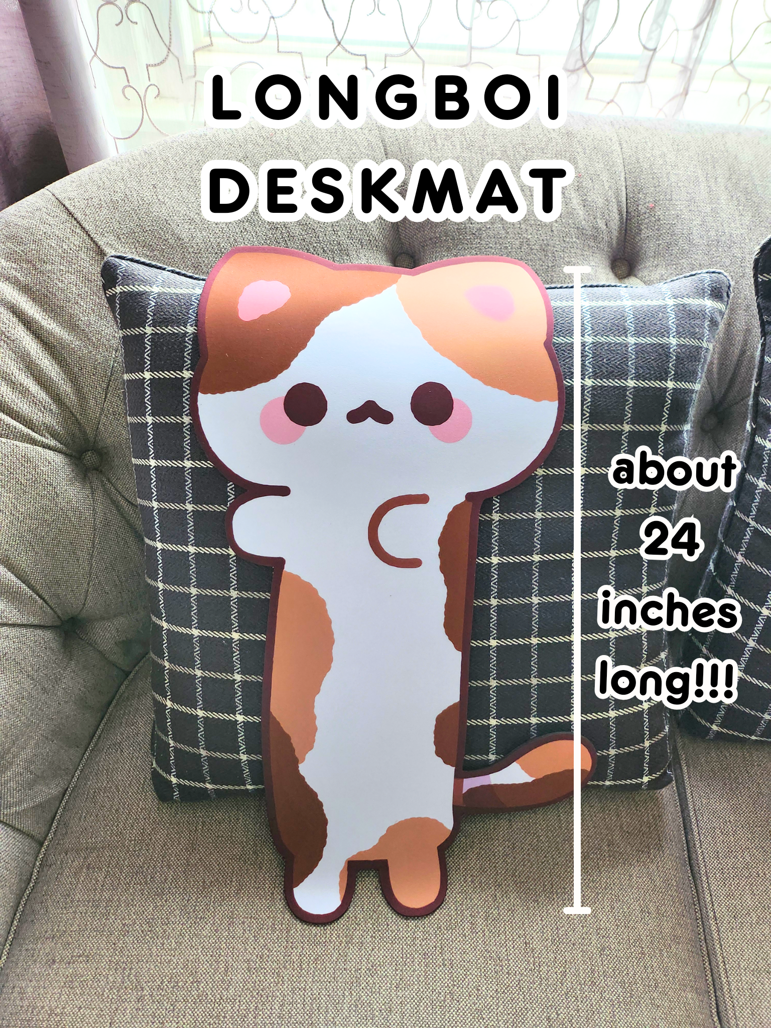 mirupiico - Wholesale Mousepad/Trackpad - Longboi the Calico Kitty 24 Inch Kawaii Deskmat Mouse Pad1