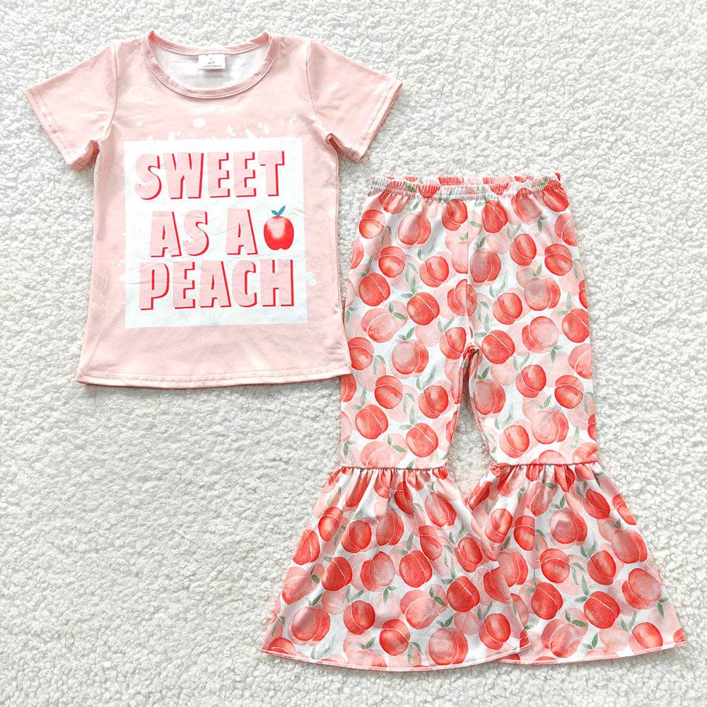 Aier Wholesale - Wholesale Top & Pant Set - Kids - Baby Girls Sweet As A Peach Bell Pants Sets1