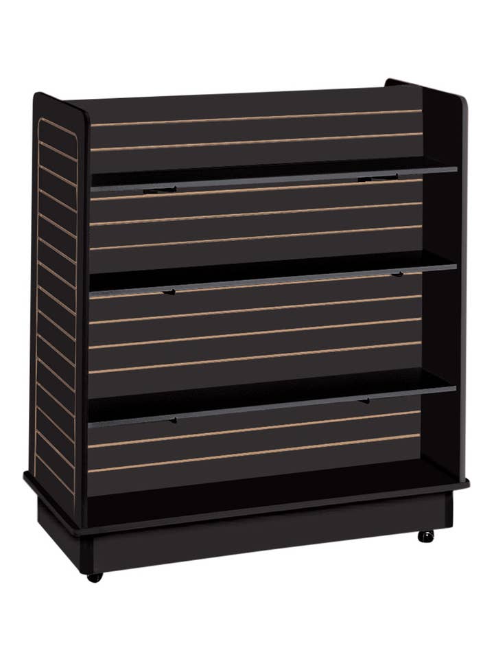 Black Slatwall Gondola With 6 Shelves - 48"L x 24"W x 54"H for wholesale by Store Supply Warehouse
