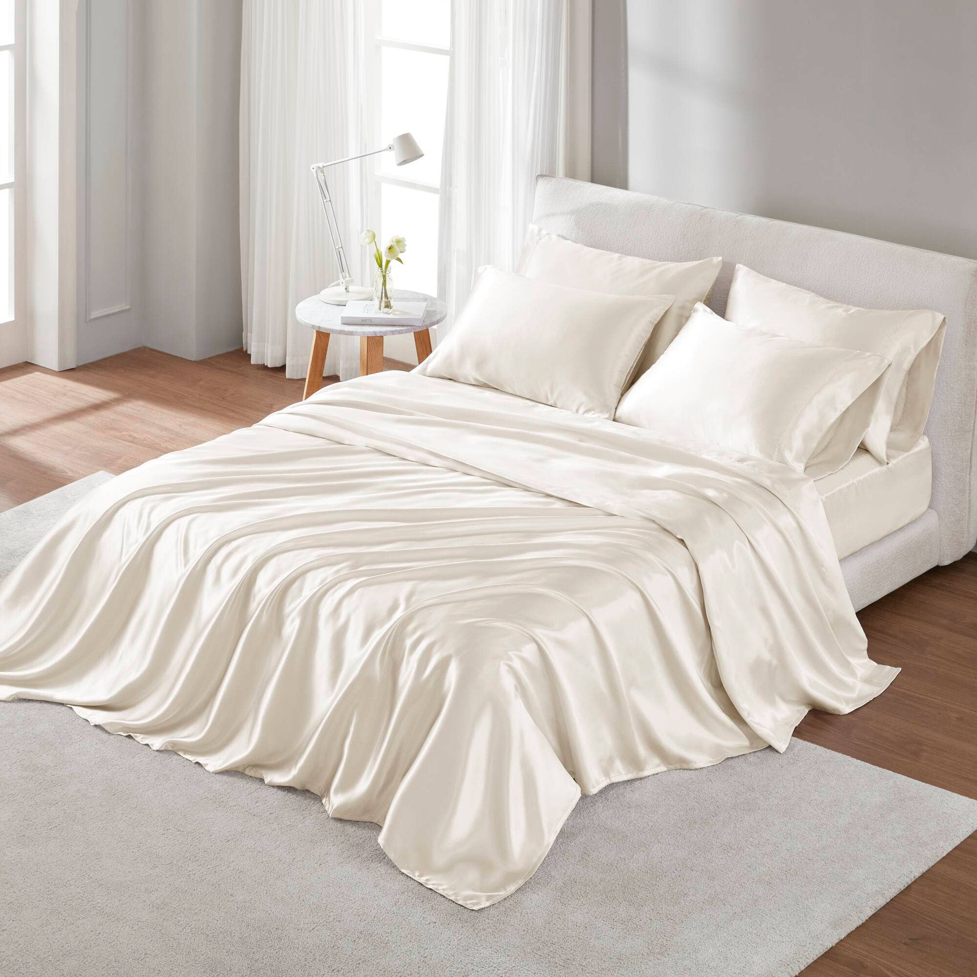 Olliix - Wholesale Sheet Set - Luxury Satin 6-Piece Sheet Set, Ivory2