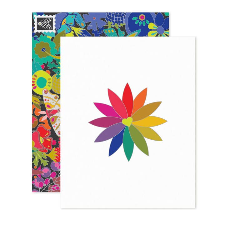 Rainbow Flower Card - Set van 8 voor wholesale door Alison Glass
