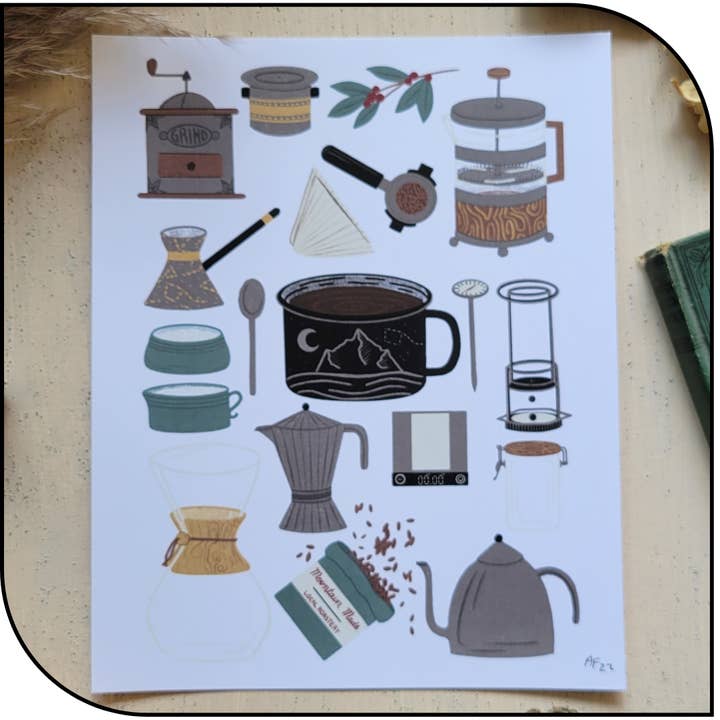 Coffee Snob Art Print for wholesale by The Hollowbird