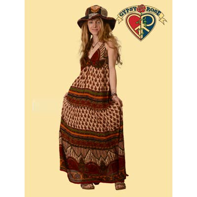 Gypsy Rose - Wholesale Dress - Women's - Rayon Indian Print String Maxi Dress