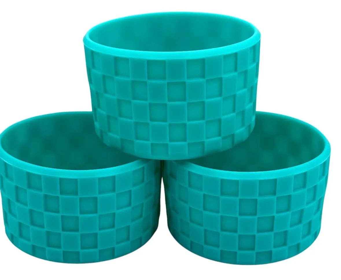 ASAP Craft Supplies - Wholesale Drink Huggers & Koozies - Turquoise Checkered Textured Tumbler Boot - Silicone Boot- Tumbler Accessories0