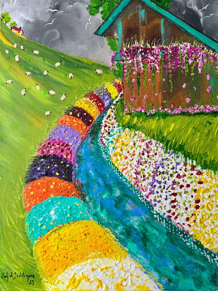 Pintura Sinfonia Floral Junto ao Riacho, 30x40cm Tela de Galeria por atacado de Toronto Art Gallery