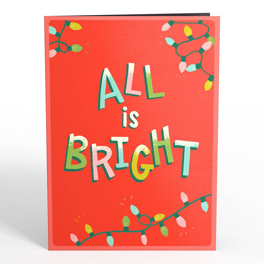 Lovepop Cards - Wholesale Everyday Greeting Card - All Is Bright Holiday Reindeer Light-Up Pop-Up Card 5x7"3