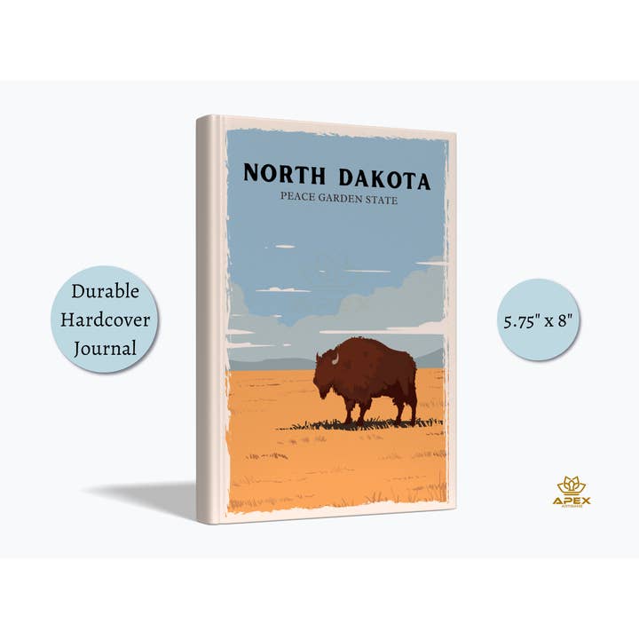 Journal de voyage du Dakota du Nord, cadeau du Dakota du Nord, Peace Garden pour la vente par Apex Artisans