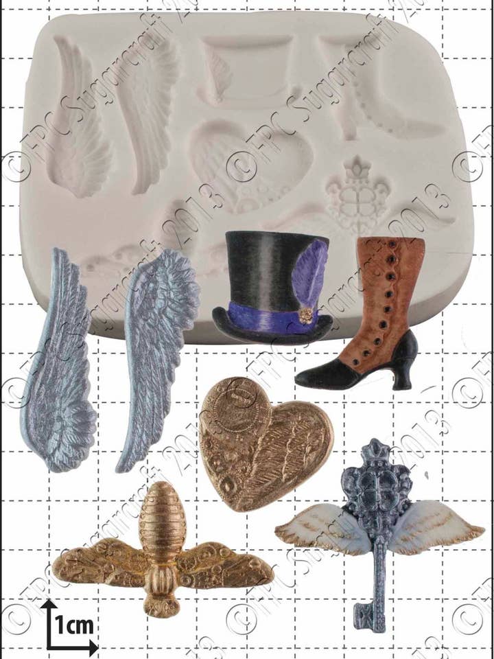 Steampunk Silicone Mould (Mold) - 'Steampunk Fantasy' for wholesale by FPC Sugarcraft