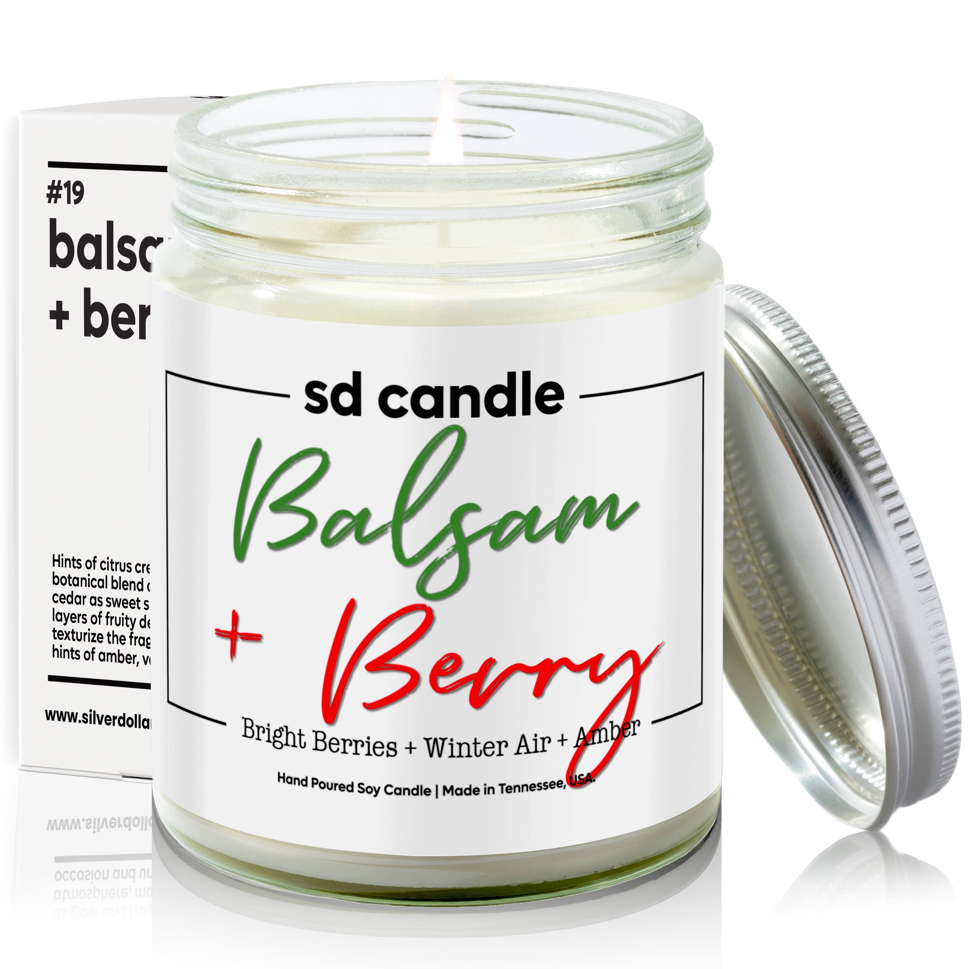 Silver Dollar Candle Co. – Großhandel Kerze im Glas / gefüllte Kerze – Weihnachtskerze Balsam & Berry — 9 Unzen Pure Soy Candle6