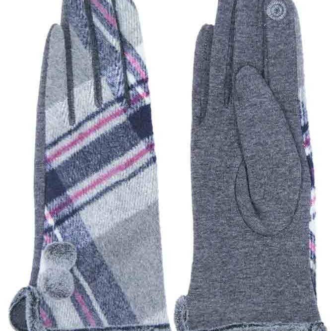 Hana - Wholesale Gloves - Women's - Plaid and Check Smart Touch Gloves4