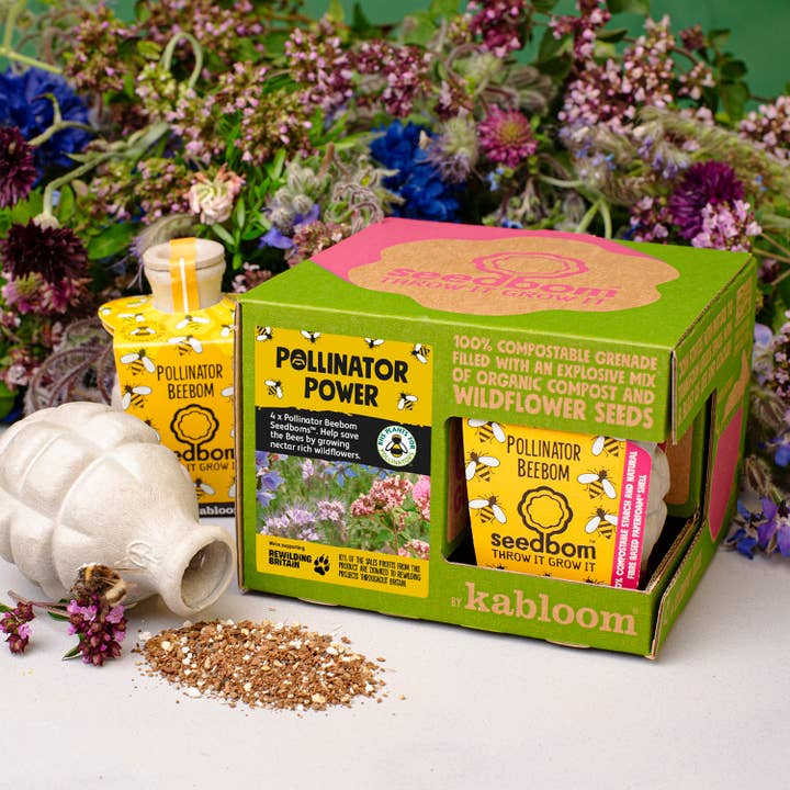 Pollinator Power 4 Pk Seedbom Wildflower Gift Set - Pk of 8 for wholesale by Shroot: Kabloom Seedboms
