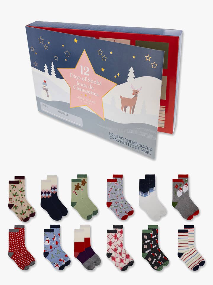 Ladies Holiday Premium Christmas Sock Advent Calendar for wholesale by Gertex