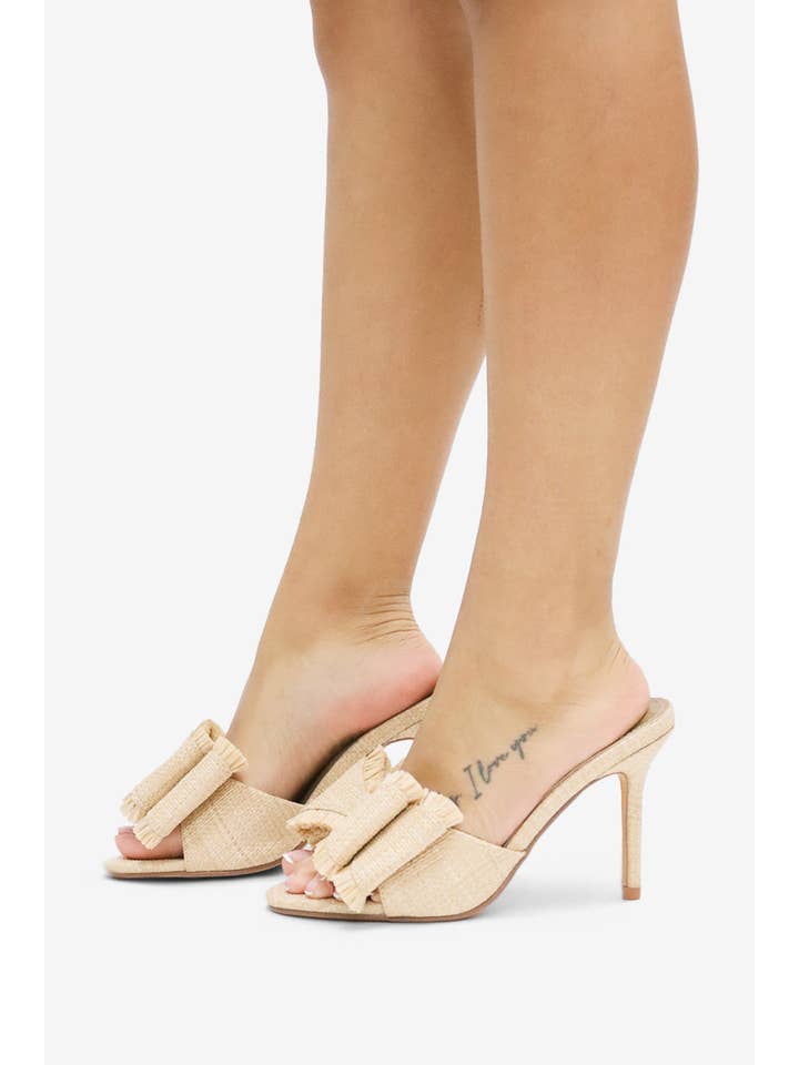 Lemonade Shoes - Wholesale High Heels - Women's - BEACH HOUSE - Raffia Bow Mules, Woven Finish, Stiletto Heel12