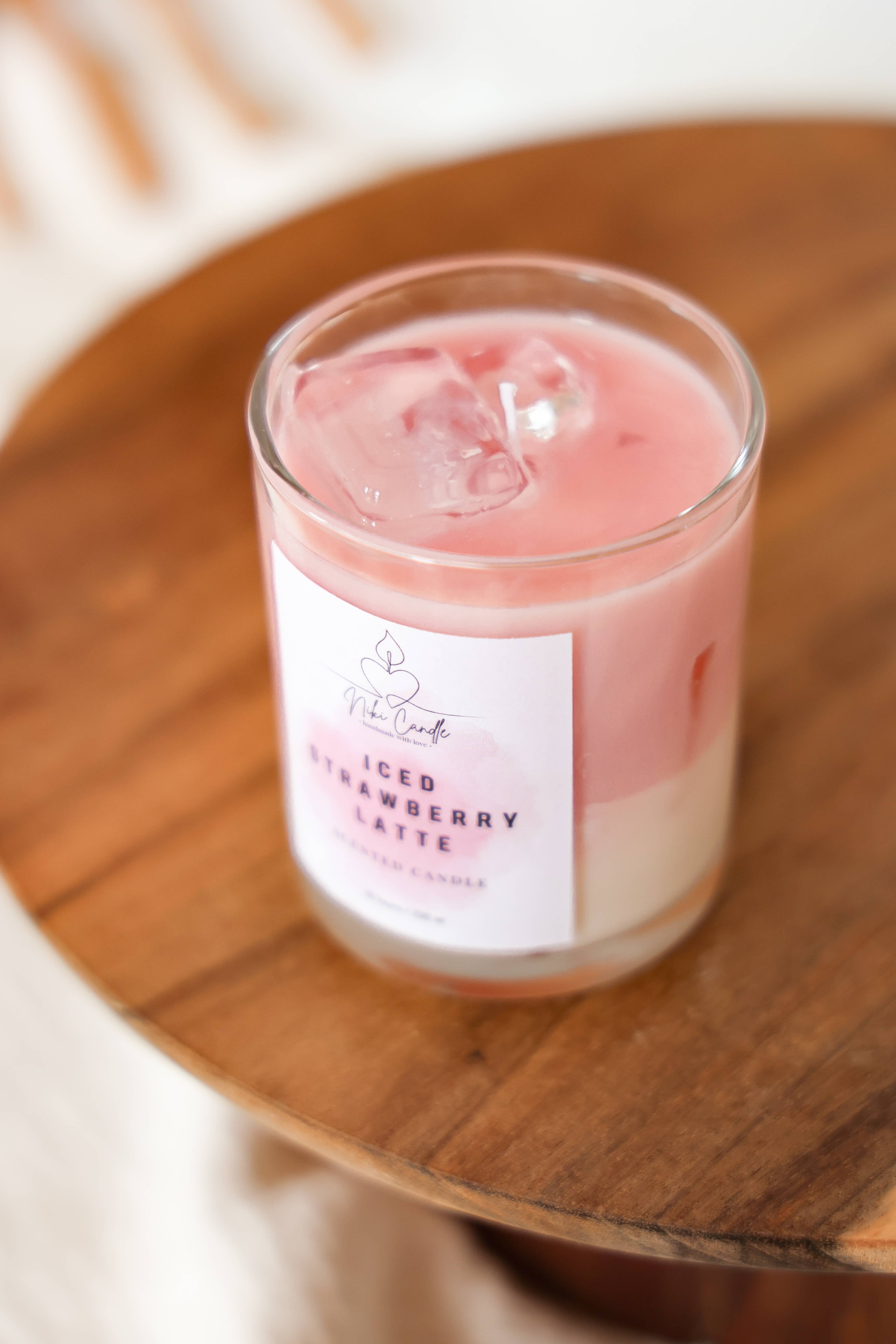 Niki Candle - Vente Bougie en bocal - Latte glacé à la fraise4
