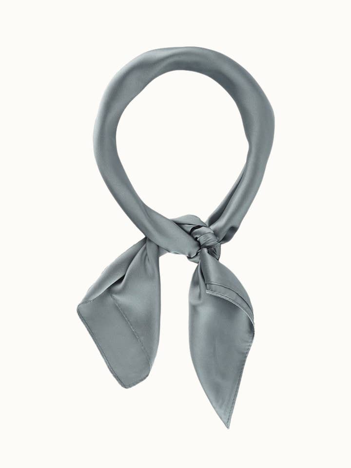 "So Silky" Satin Neckerchief Scarf, Versatile, Gray for wholesale by Olive & Pique