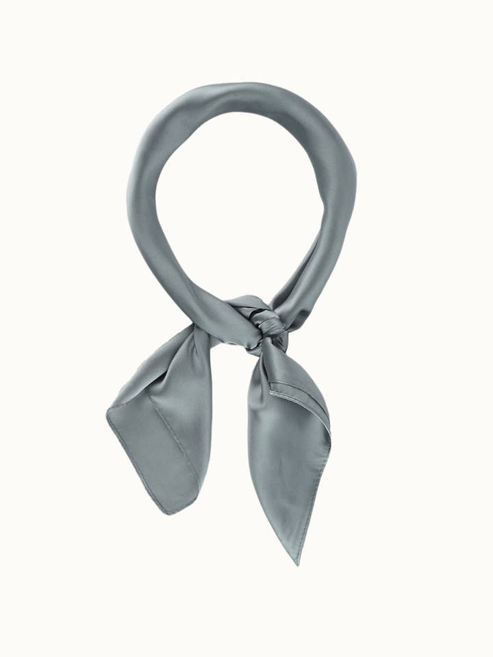 "So Silky" Satin Neckerchief Scarf, Versatile, Gray for wholesale by Olive & Pique