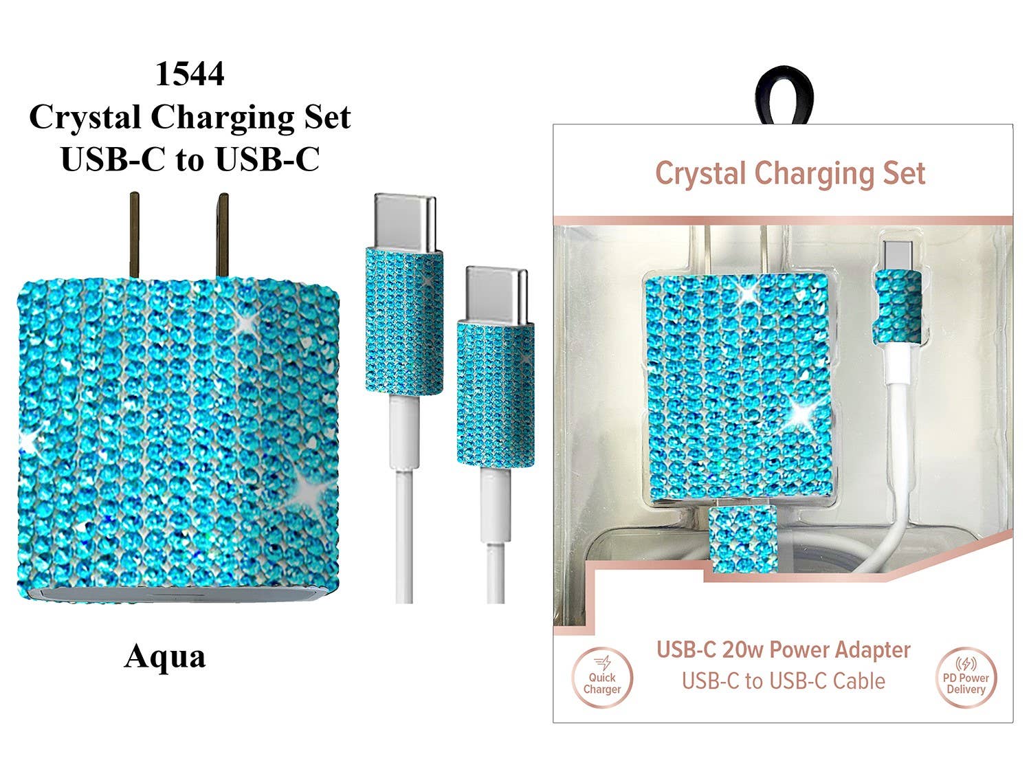 Tech Trendz - Wholesale Charging Cable -  USB-C to USB-C Crystal Charging Set0