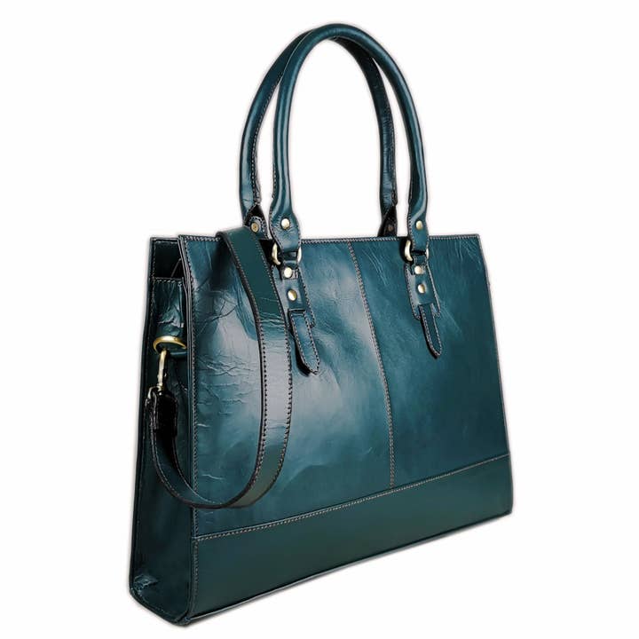 The Signature 17" Laptoptasche aus Leder, Flaschengrün für den Großhandel von GoodHides Ltd.