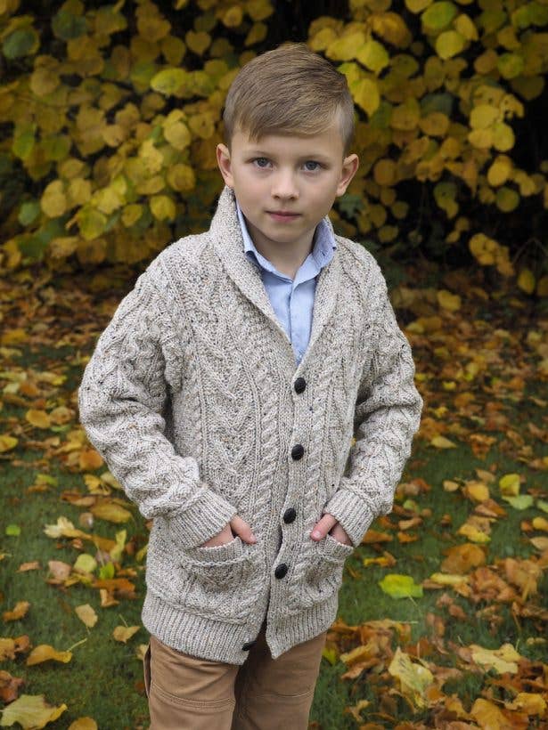 Boys Shawl Collar Cardigan SH4561 for wholesale by Aran Crafts
