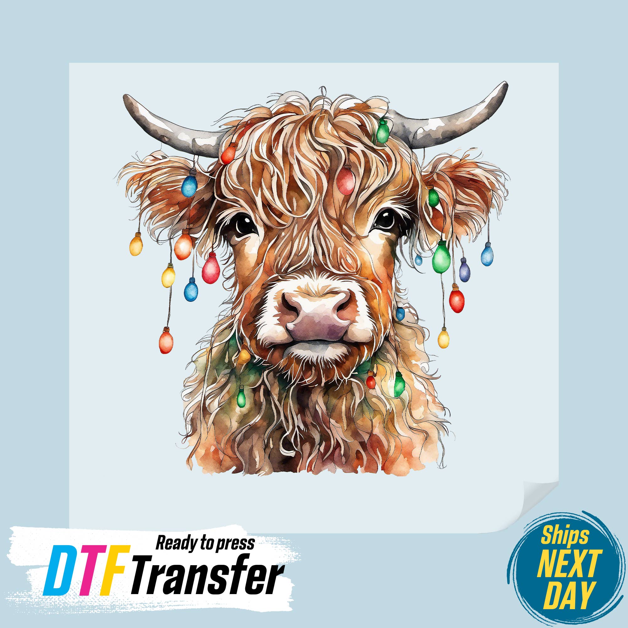 DTF Office - Wholesale Sublimation Transfer - Highland Cow Christmas DTF Transfer