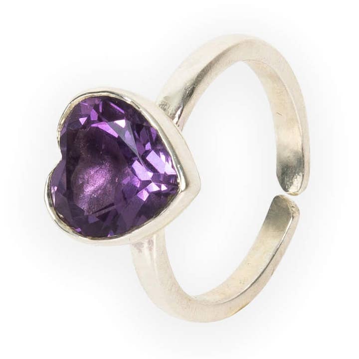 Hjerte Ring i sølv og ametyst for engroshandel hos Circus Jewellery